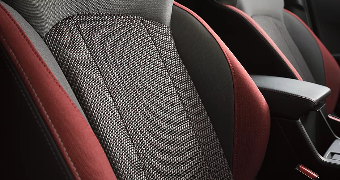 Close-up of Impreza front seat fabric and bolsters